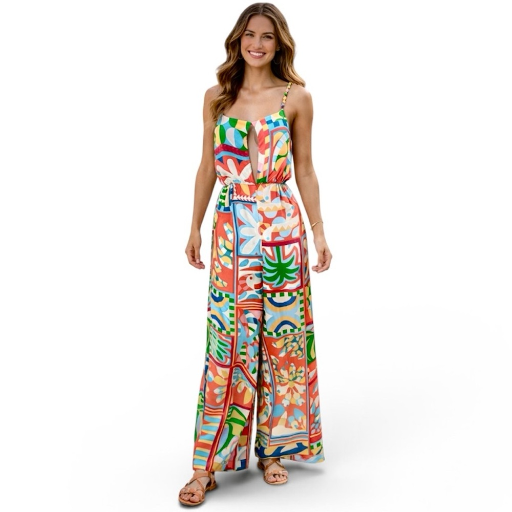 FARM Rio Multicolor Tropical Print Jumpsuit